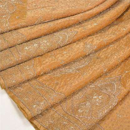 Sanskriti Vintage Golden Long Skirt Pure Tissue Silk Handmade Unstitched Lehenga