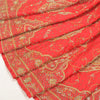 Sanskriti Vintage Red 100% Pure Silk Long Skirt Unstitched Hand Beaded Zardozi