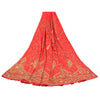 Sanskriti Vintage Red Long Skirt 100% Pure Silk Hand Beaded Unstitched Lehenga