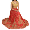 Sanskriti Vintage Red Long Skirt 100% Pure Silk Hand Beaded Unstitched Lehenga