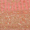 Sanskriti Vintage Long Skirt Net Mesh Pink Hand Bead Zari Dabka Stitched Lehenga