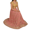 Sanskriti Vintage Long Skirt Net Mesh Pink Hand Bead Zari Dabka Stitched Lehenga