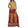 Sanskriti Vintage Red 100% Pure Cotton Skirt Stitched Handmade Kutch Work Gujrat