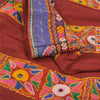 Sanskriti Vintage Red 100% Pure Cotton Skirt Stitched Handmade Kutch Work Gujrat