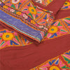 Sanskriti Vintage Red 100% Pure Cotton Skirt Stitched Handmade Kutch Work Gujrat