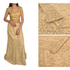 Sanskriti Vintage Bollywood Long Skirt Pure Silk Cream Handmade Stitched Lehenga