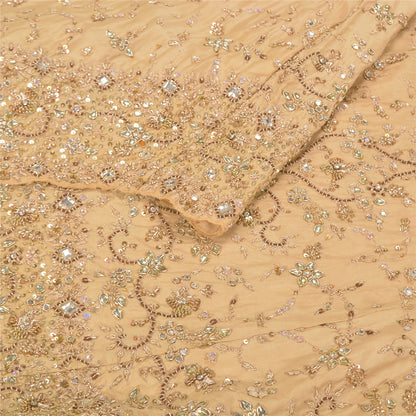 Sanskriti Vintage Bollywood Long Skirt Pure Silk Cream Handmade Stitched Lehenga