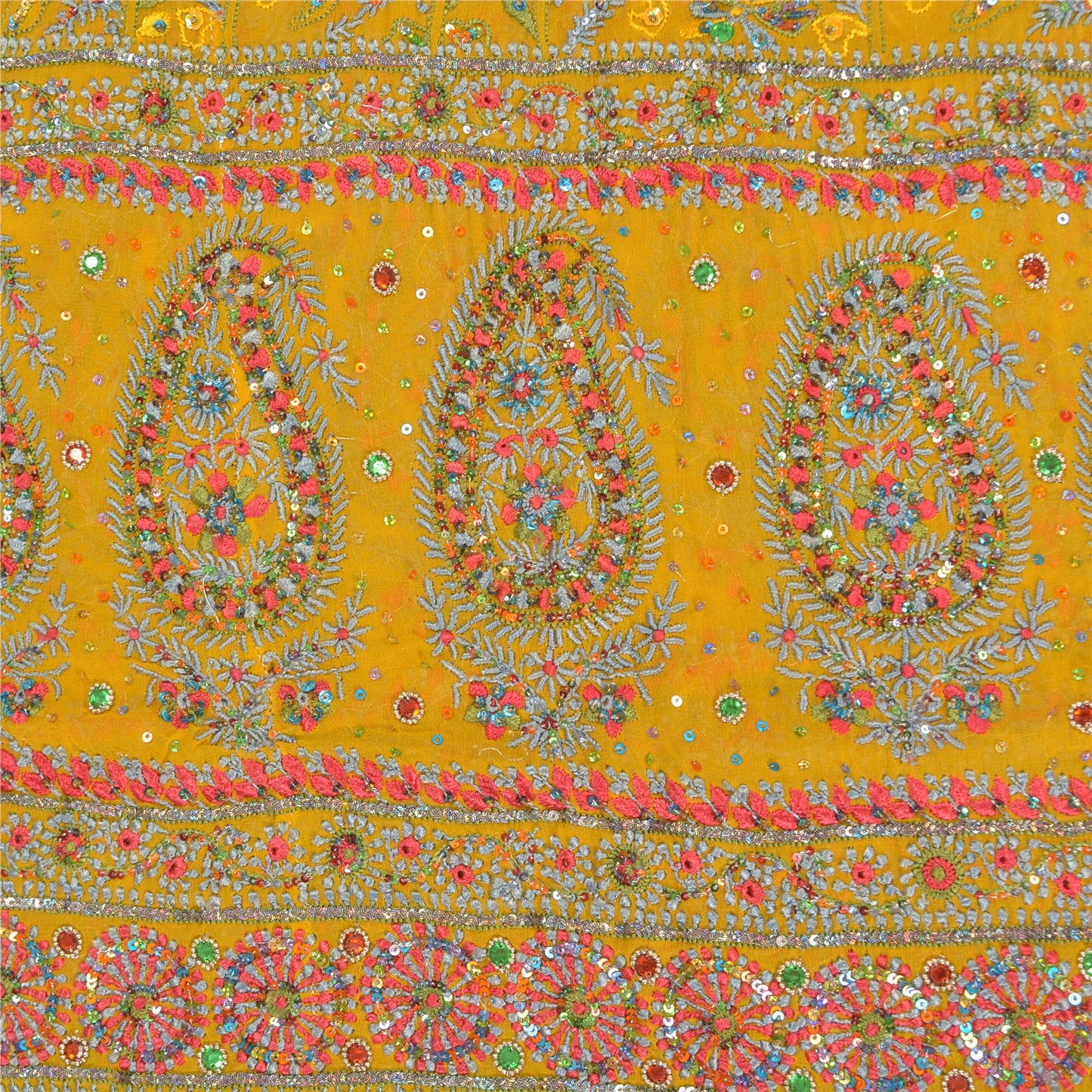 Sanskriti Vintage Long Skirt Pure Georgette Silk Chikankari Unstitched Lehenga