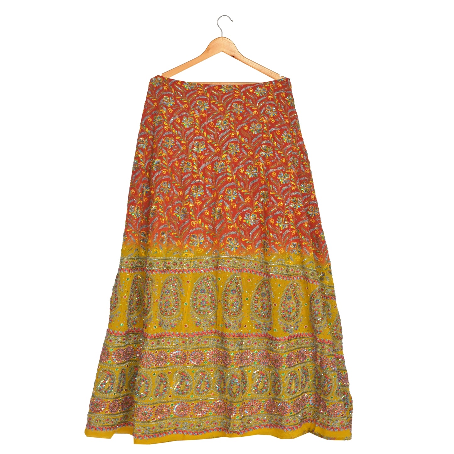 Sanskriti Vintage Long Skirt Pure Georgette Silk Chikankari Unstitched Lehenga