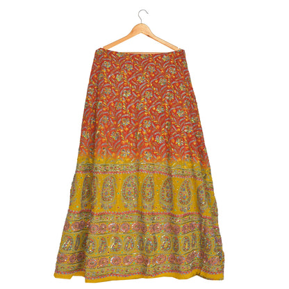 Sanskriti Vintage Long Skirt Pure Georgette Silk Chikankari Unstitched Lehenga