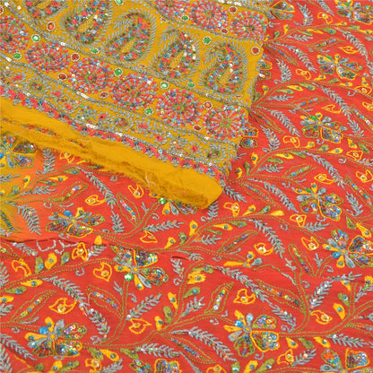 Sanskriti Vintage Long Skirt Pure Georgette Silk Chikankari Unstitched Lehenga