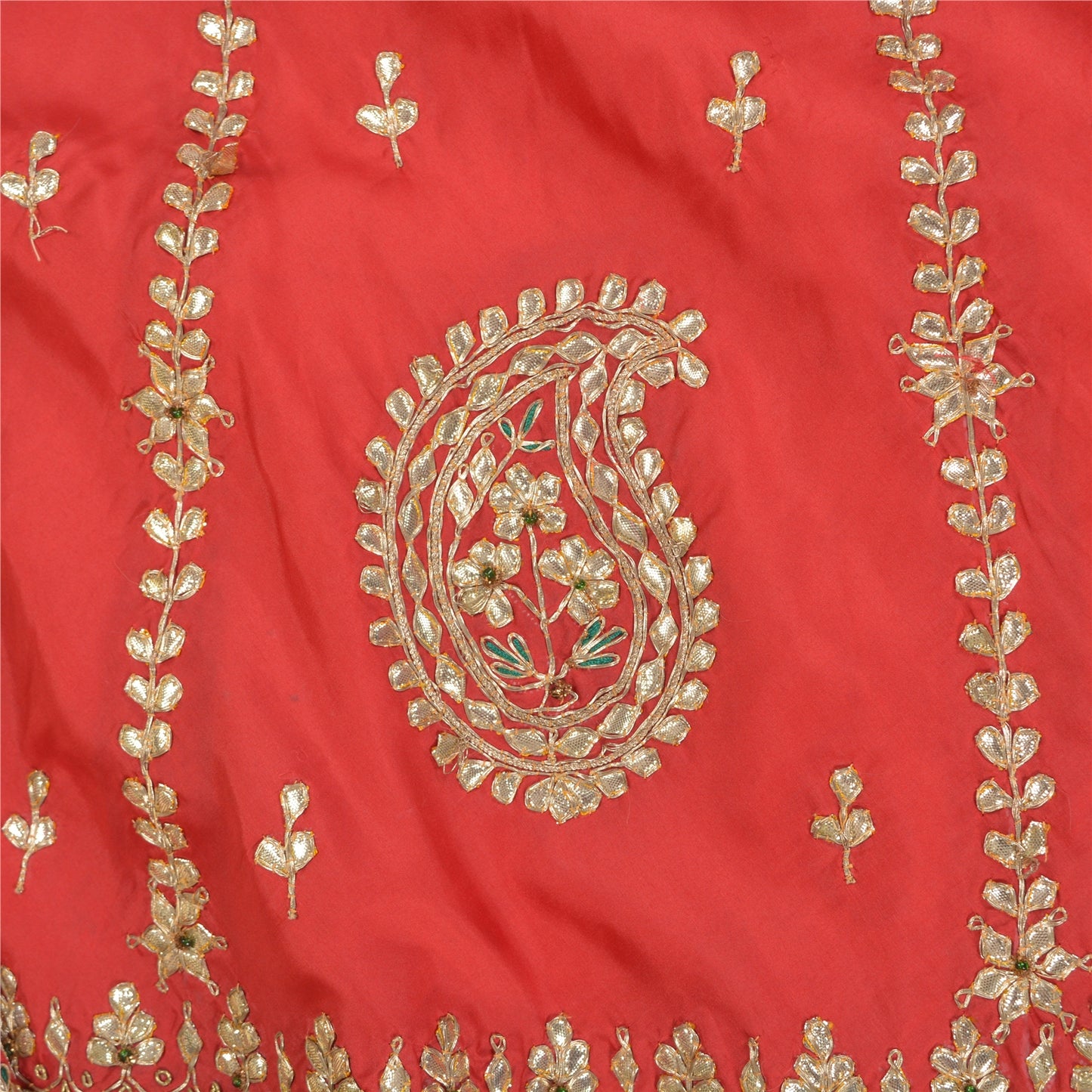 Sanskriti Vintage Wedding Long Skirt Pure Satin Silk Handmade Stitched Lehenga