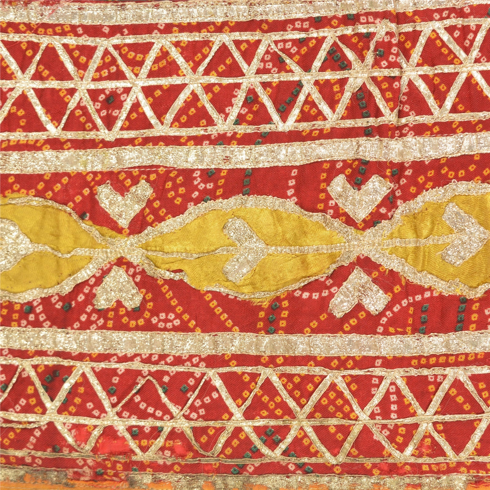 Sanskriti Vintage Long Skirt Pure Cotton Bandhani Printed Stitched Gota Lehenga