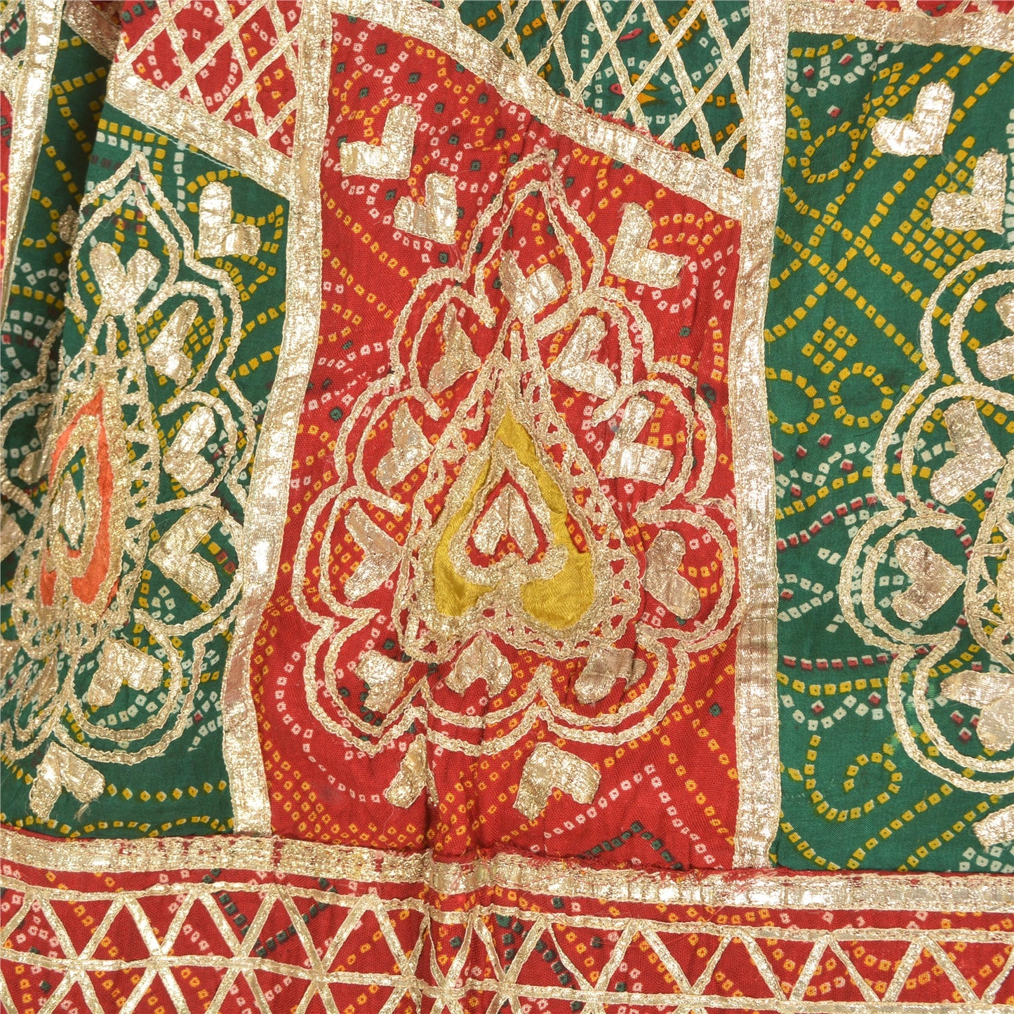 Sanskriti Vintage Long Skirt Pure Cotton Bandhani Printed Stitched Gota Lehenga