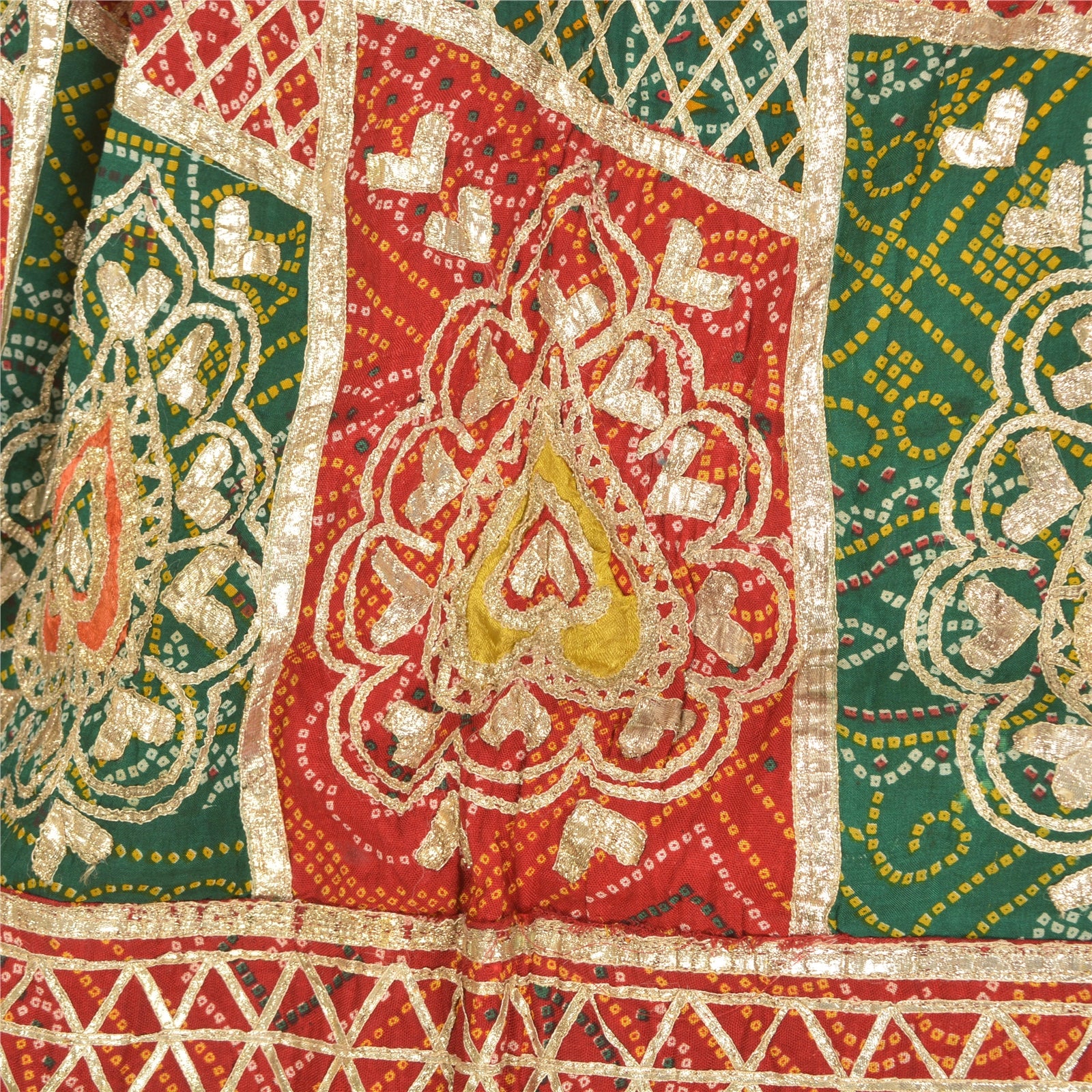 Sanskriti Vintage Long Skirt Pure Cotton Bandhani Printed Stitched Gota Lehenga