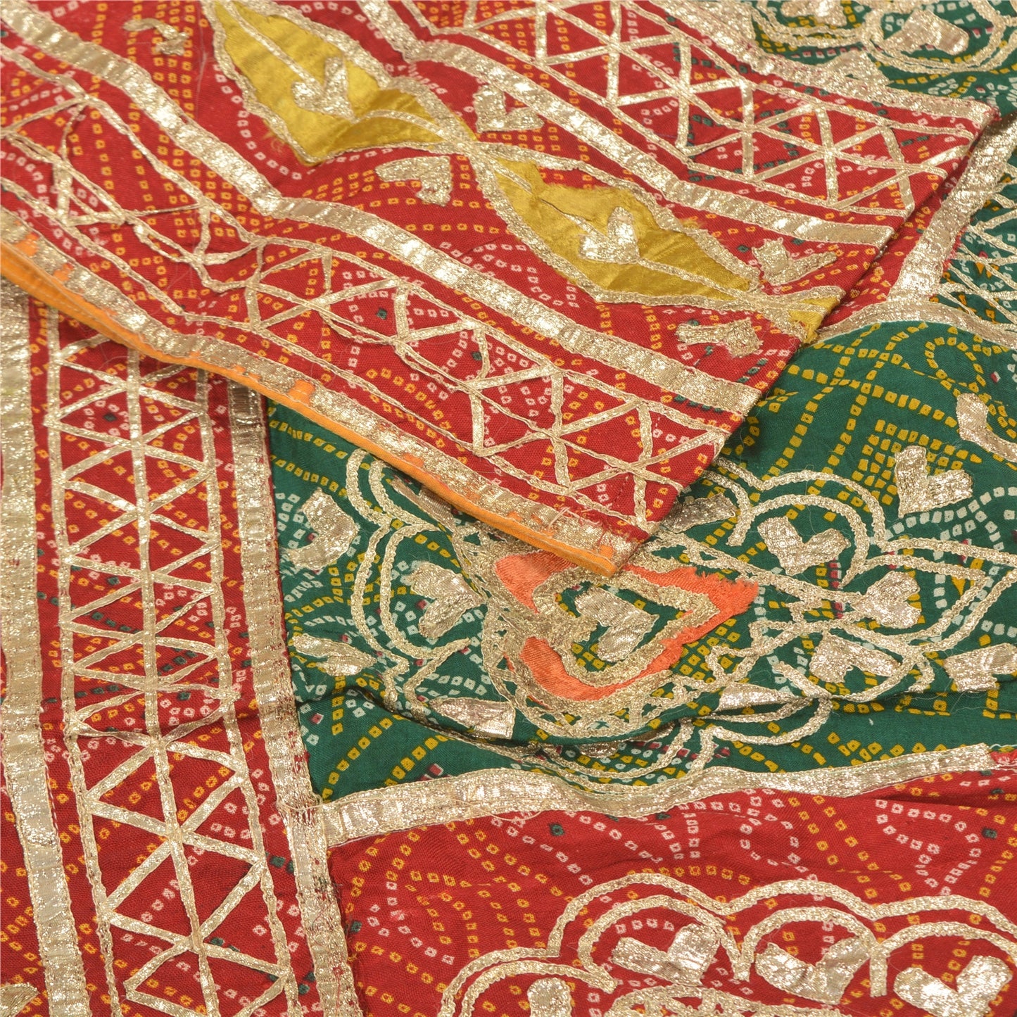 Sanskriti Vintage Long Skirt Pure Cotton Bandhani Printed Stitched Gota Lehenga