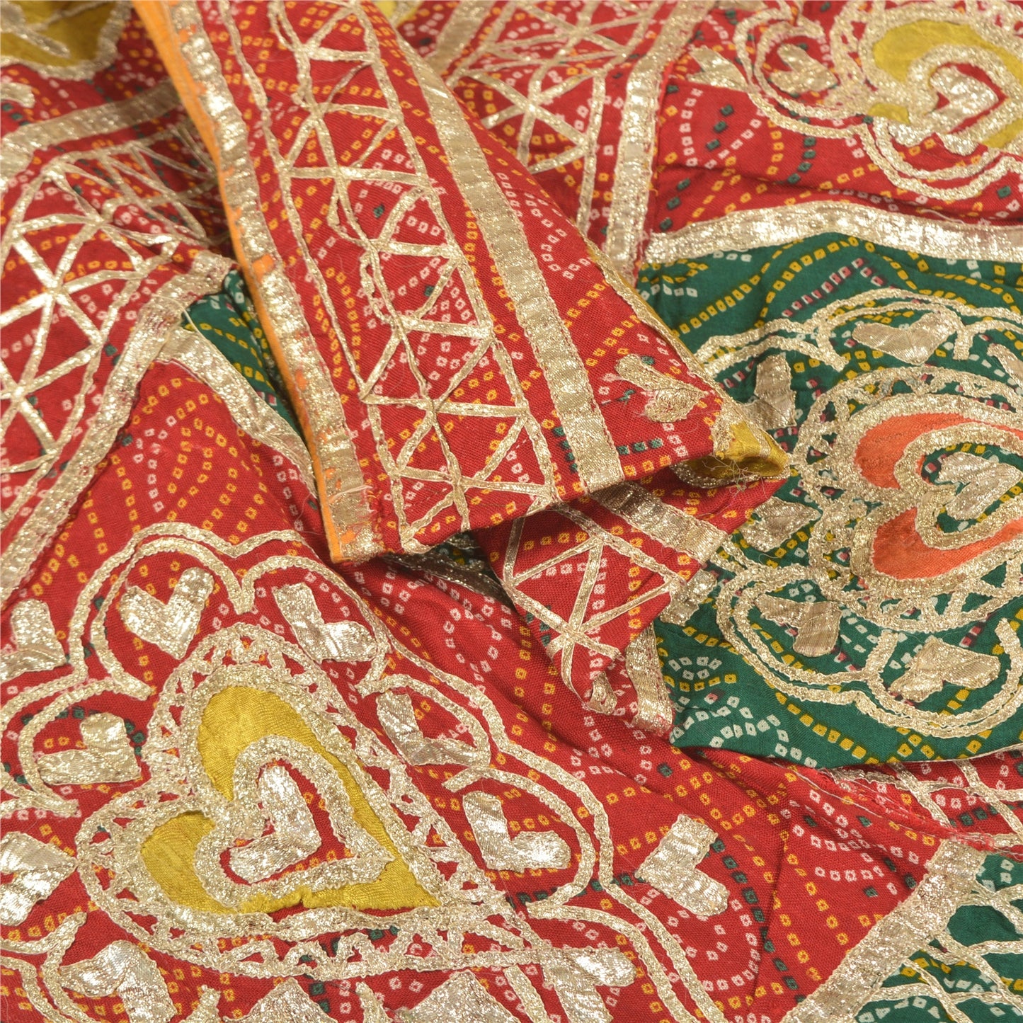 Sanskriti Vintage Long Skirt Pure Cotton Bandhani Printed Stitched Gota Lehenga