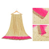 Sanskriti Vintage Long Skirt Net Mesh Pink/Ivory Hand Beaded Unstitched Lehenga