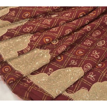 Sanskriti Vintage Long Skirt Pure Cotton Hand Beaded Bandhani Unstitched Lehenga
