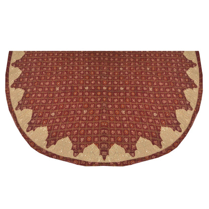 Sanskriti Vintage Long Skirt Pure Cotton Hand Beaded Bandhani Unstitched Lehenga