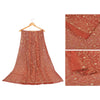 Sanskriti Vintage Long Skirt Net Mesh Orange Hand Beaded Unstitched Lehenga