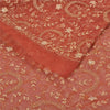 Sanskriti Vintage Orange Net Mesh Long Skirt Unstitched Hand Beaded Bollywood