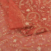 Sanskriti Vintage Orange Net Mesh Long Skirt Unstitched Hand Beaded Bollywood
