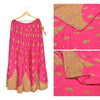 Sanskriti Vintage Long Skirt Pure Silk Hot Pink Hand Beaded Stitched Lehenga