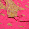 Sanskriti Vintage Long Skirt Pure Silk Hot Pink Hand Beaded Stitched Lehenga