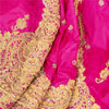 Sanskriti Vintage Long Skirt Pure Silk Hot Pink Hand Beaded Stitched Lehenga