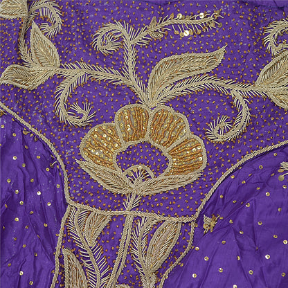 Sanskriti Vintage Purple Skirt Pure Satin Silk Hand Beaded Stitched Lehenga