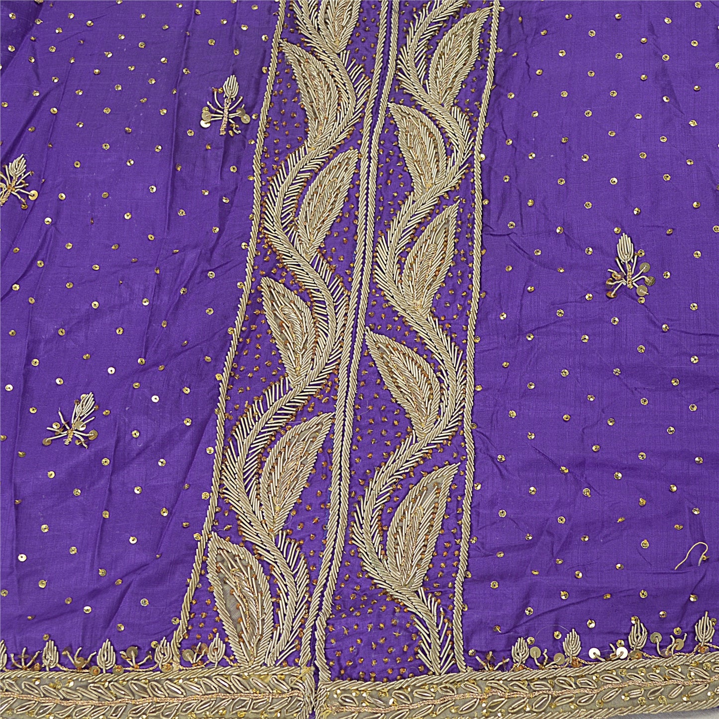 Sanskriti Vintage Purple Skirt Pure Satin Silk Hand Beaded Stitched Lehenga
