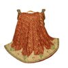 Sanskriti Vintage Long Skirt Pure Silk Red Hand Beaded Stitched Bandhani Lehenga