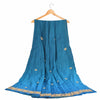 Sanskriti Vintage Long Skirt Pure Satin Silk Blue Handmade Unstitched Lehenga