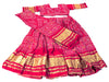 Sanskriti Vintage Pink Pure Cotton Skirt Choli Dupatta Set Bandhani Hand Painted