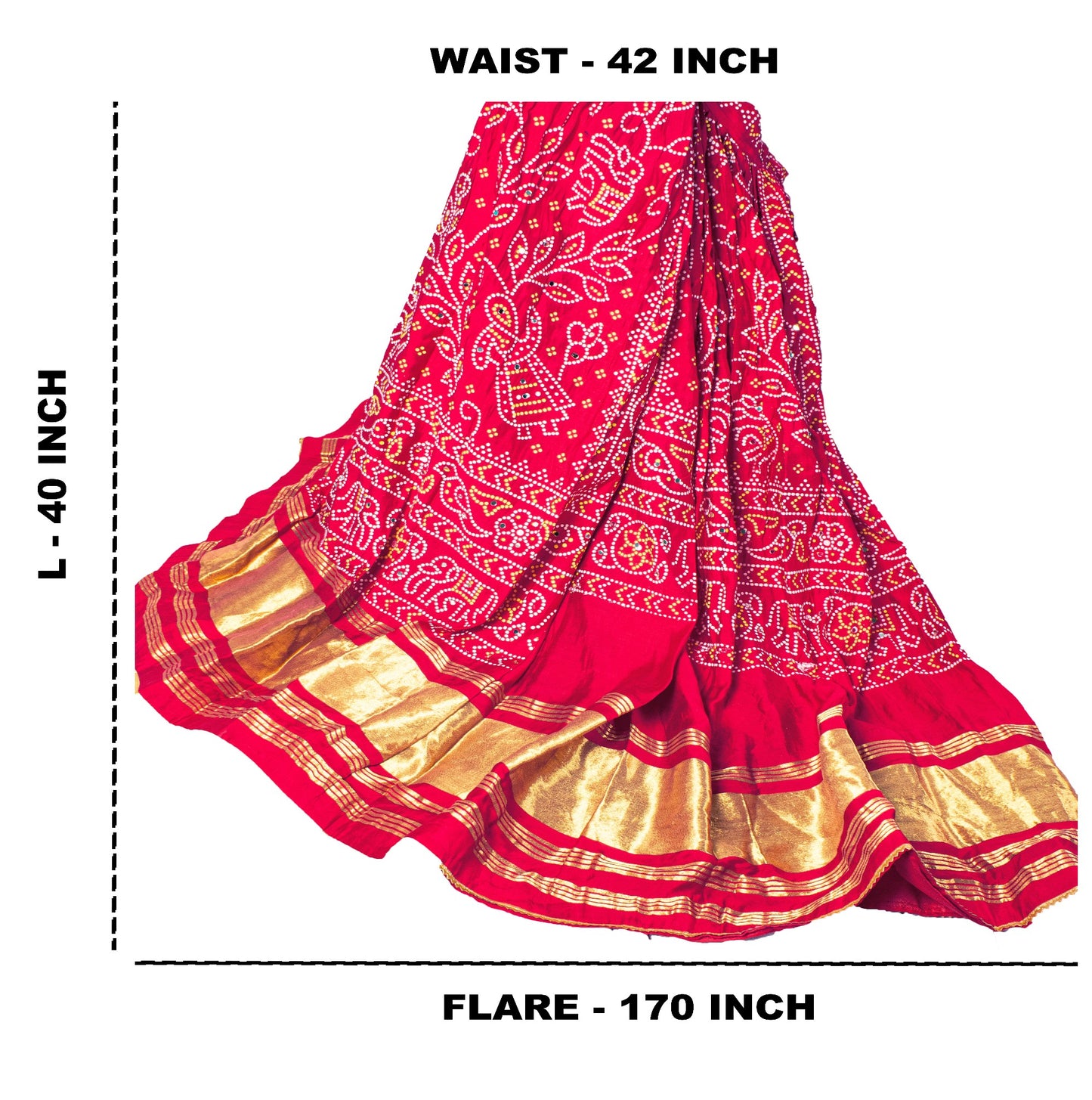 Sanskriti Vintage Pink Pure Cotton Skirt Choli Dupatta Set Bandhani Hand Painted