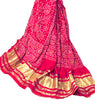 Sanskriti Vintage Pink Pure Cotton Skirt Choli Dupatta Set Bandhani Hand Painted
