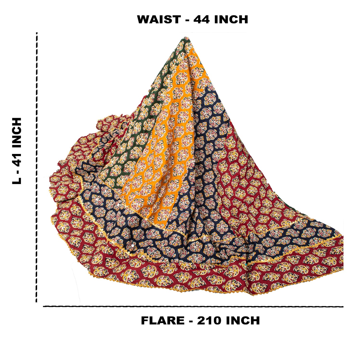 Sanskriti New Multicolor Pure Cotton Skirt Choli Dupatta Set Bagru Hand Block