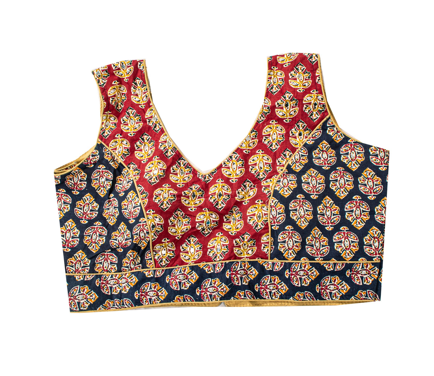 Sanskriti New Multicolor Pure Cotton Skirt Choli Dupatta Set Bagru Hand Block