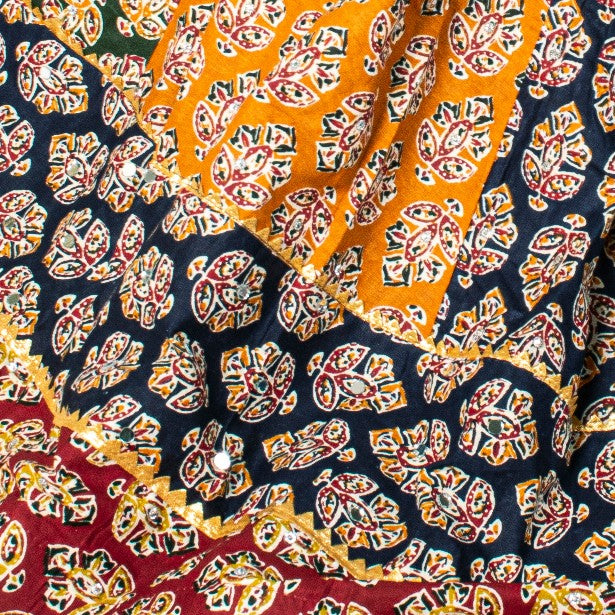 Sanskriti New Multicolor Pure Cotton Skirt Choli Dupatta Set Bagru Hand Block