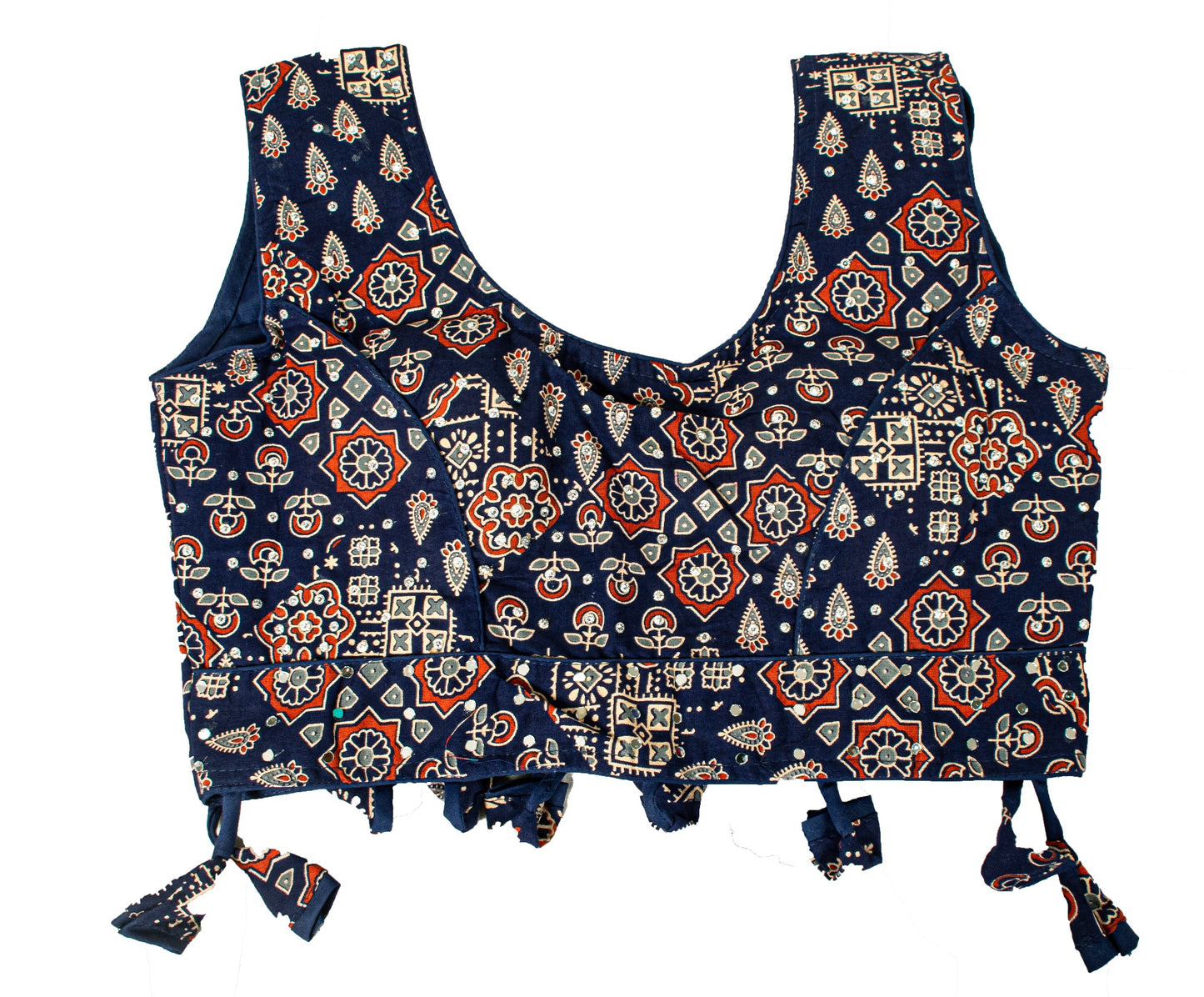 anskriti New Blue Pure Cotton Skirt Choli Dupatta Set Bagru Hand Block Printed