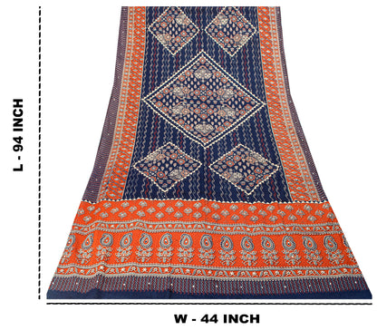 anskriti New Blue Pure Cotton Skirt Choli Dupatta Set Bagru Hand Block Printed