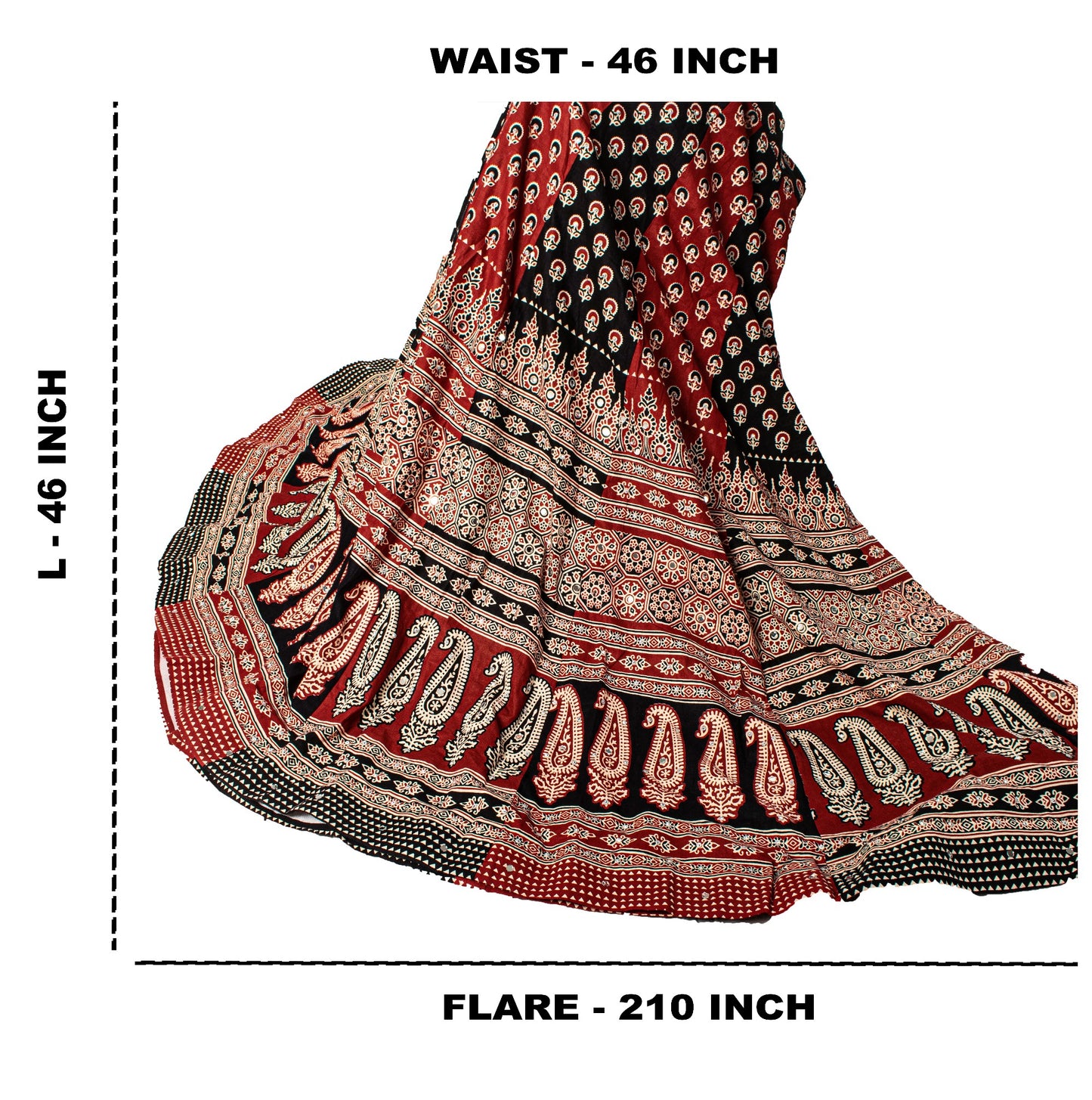 Sanskriti New Brown Pure Cotton Skirt Choli Dupatta Set Ajrakh Hand Block Print