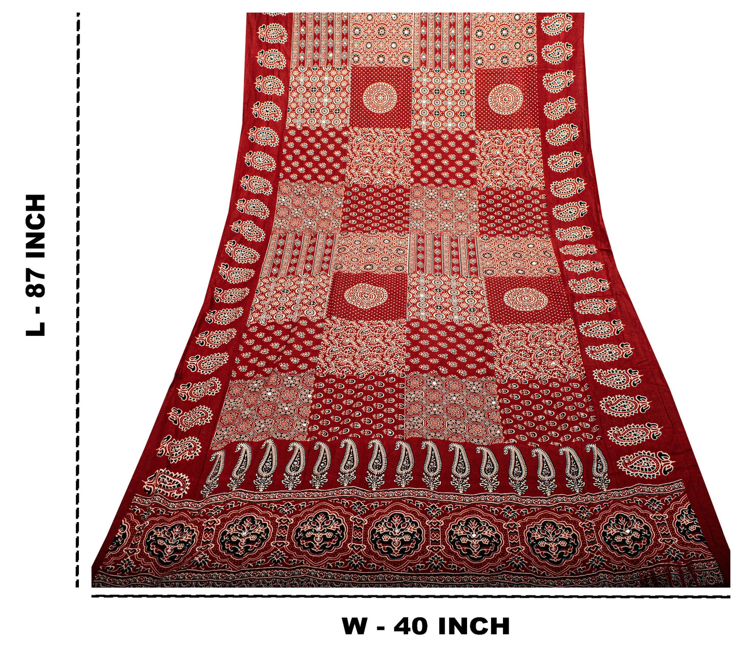 Sanskriti New Brown Pure Cotton Skirt Choli Dupatta Set Ajrakh Hand Block Print