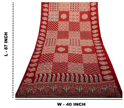 Sanskriti New Brown Pure Cotton Skirt Choli Dupatta Set Ajrakh Hand Block Print