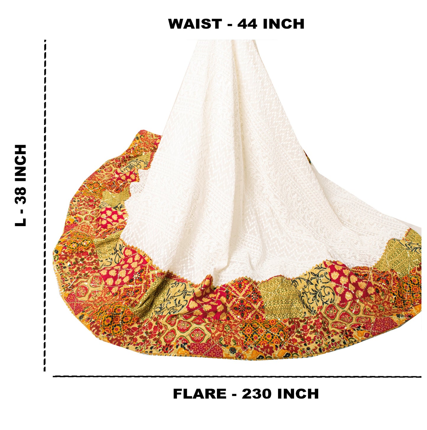 Sanskriti New White Georgette Skirt Choli Dupatta Set Hand Embroidery Chikankari