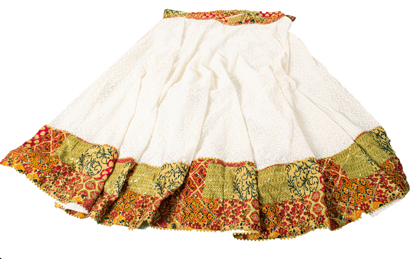Sanskriti New White Georgette Skirt Choli Dupatta Set Hand Embroidery Chikankari