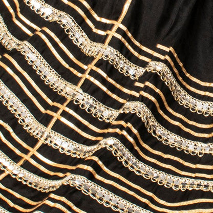Sanskriti New Black Soft Art Silk Skirt Choli Set Gota Lace Embroidered Sequins