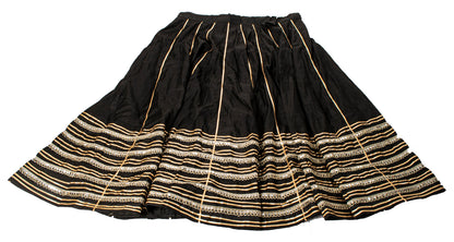 Sanskriti New Black Soft Art Silk Skirt Choli Set Gota Lace Embroidered Sequins