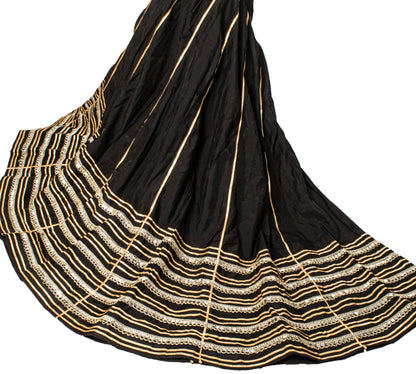 Sanskriti New Black Soft Art Silk Skirt Choli Set Gota Lace Embroidered Sequins